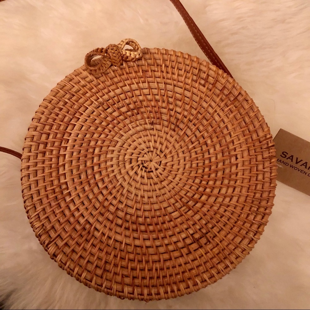 Hand woven circular bag